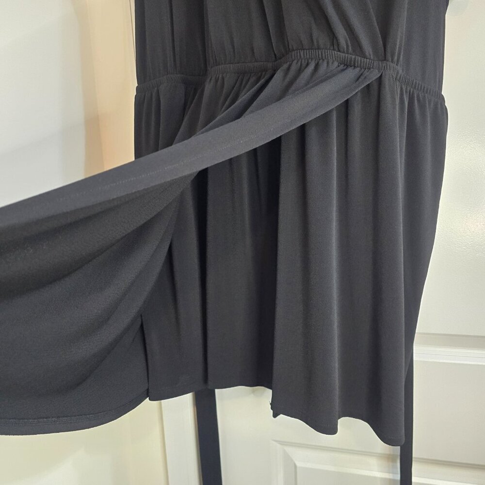 Lane Bryant Black Shorts Romper with Faux Wrap Detail and Belt - Picture 6 of 12